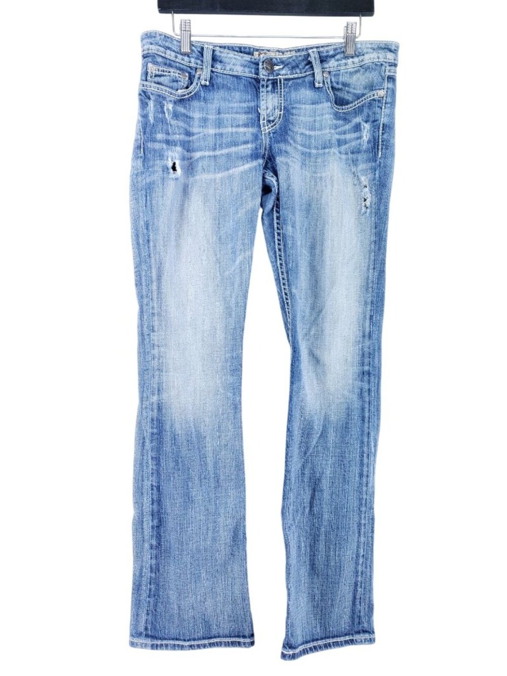 BKE Sabrina Boot Cut Jeans Womens 34x32 Medium Wash Distressed Cotton Blend